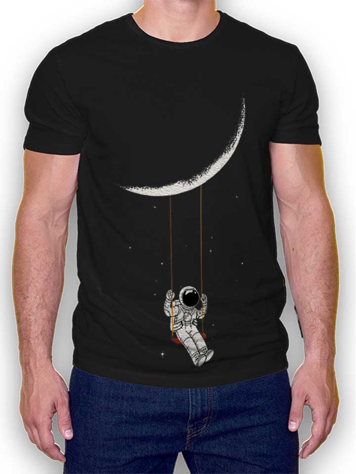 Swinging Astronaut Moon T-Shirt schwarz L