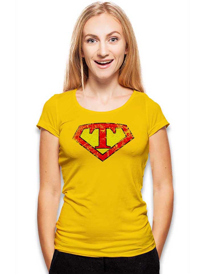 t-buchstabe-logo-vintage-damen-t-shirt gelb 2