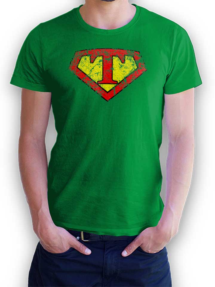 T Buchstabe Logo Vintage T-Shirt green L