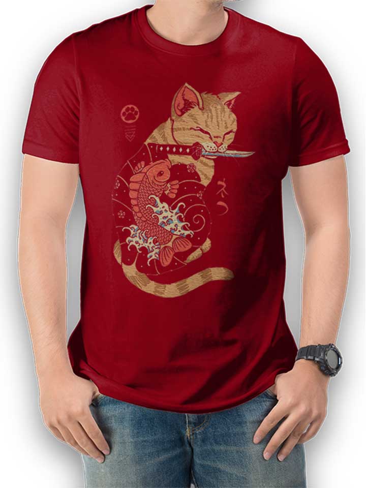 Tattooed Cat T-Shirt bordeaux L