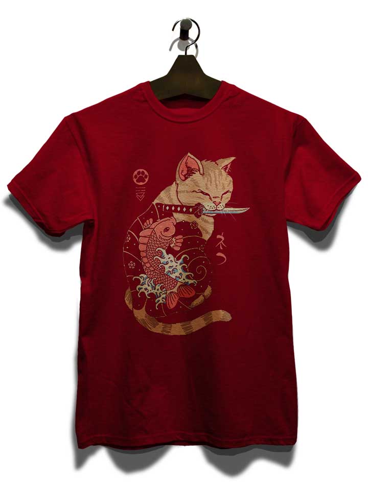 tattooed-cat-t-shirt bordeaux 3