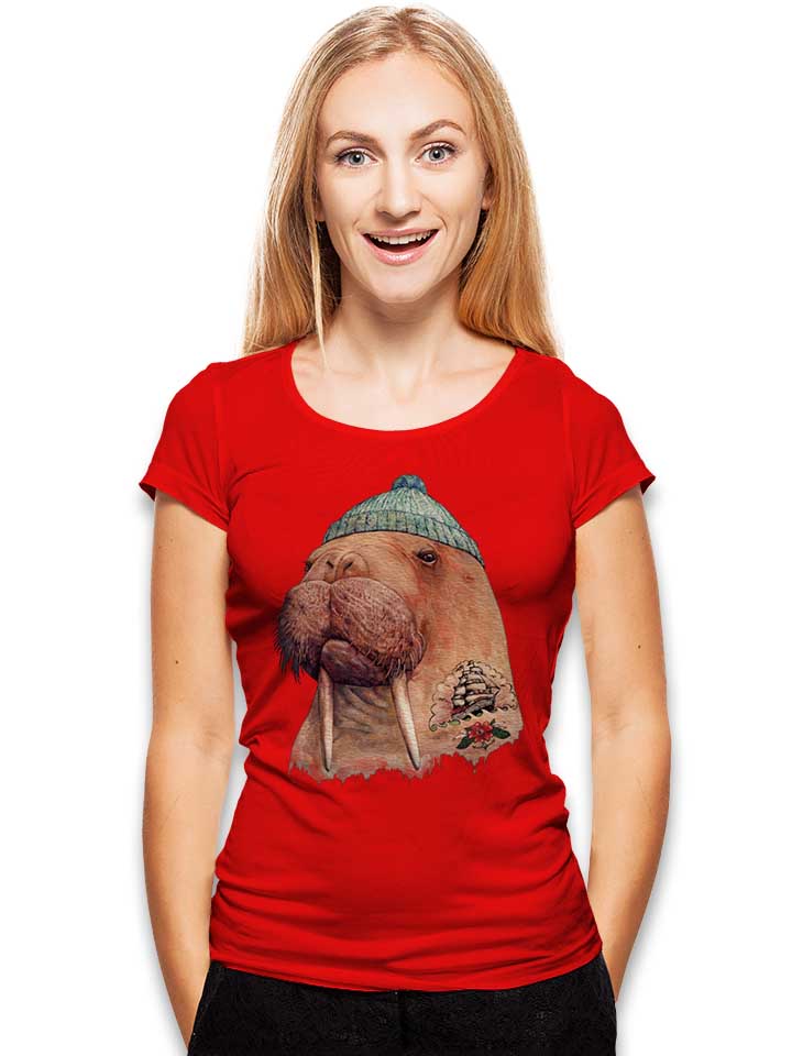 tattooed-walrus-damen-t-shirt rot 2