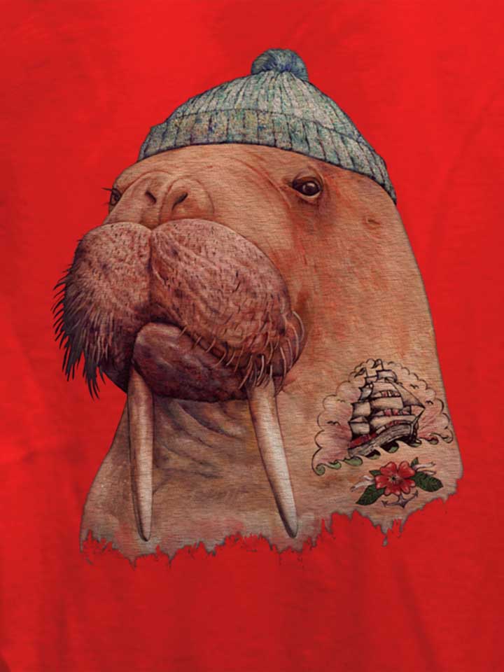 tattooed-walrus-damen-t-shirt rot 4