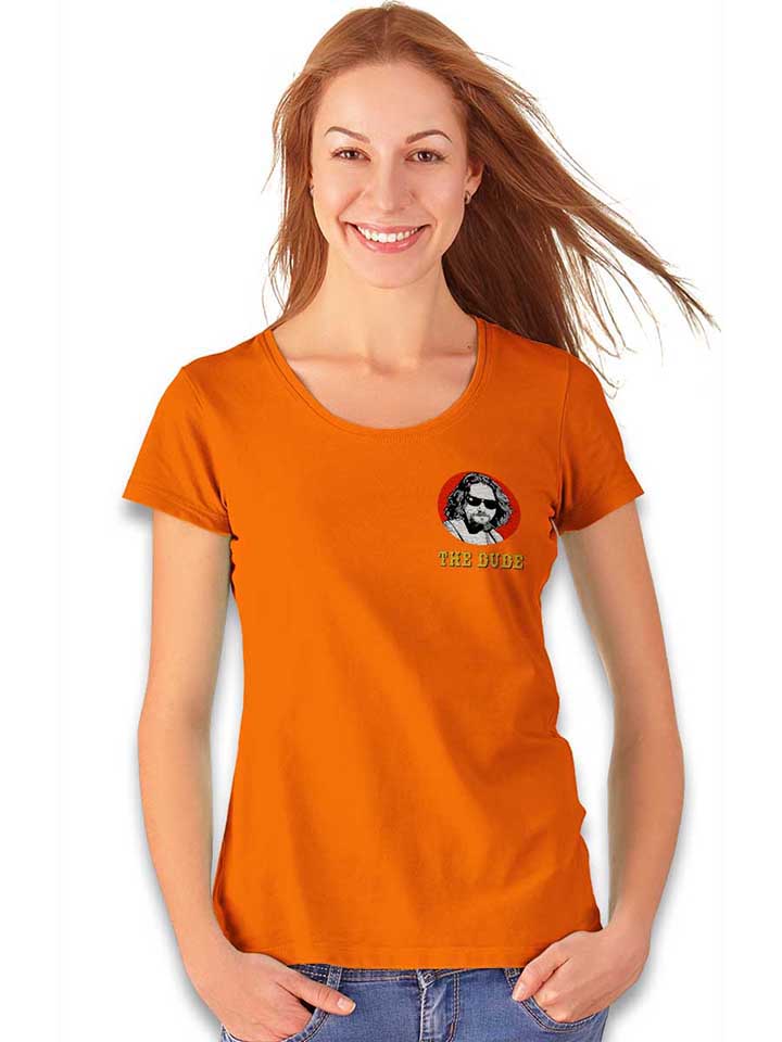 the-dude-chest-print-damen-t-shirt orange 2