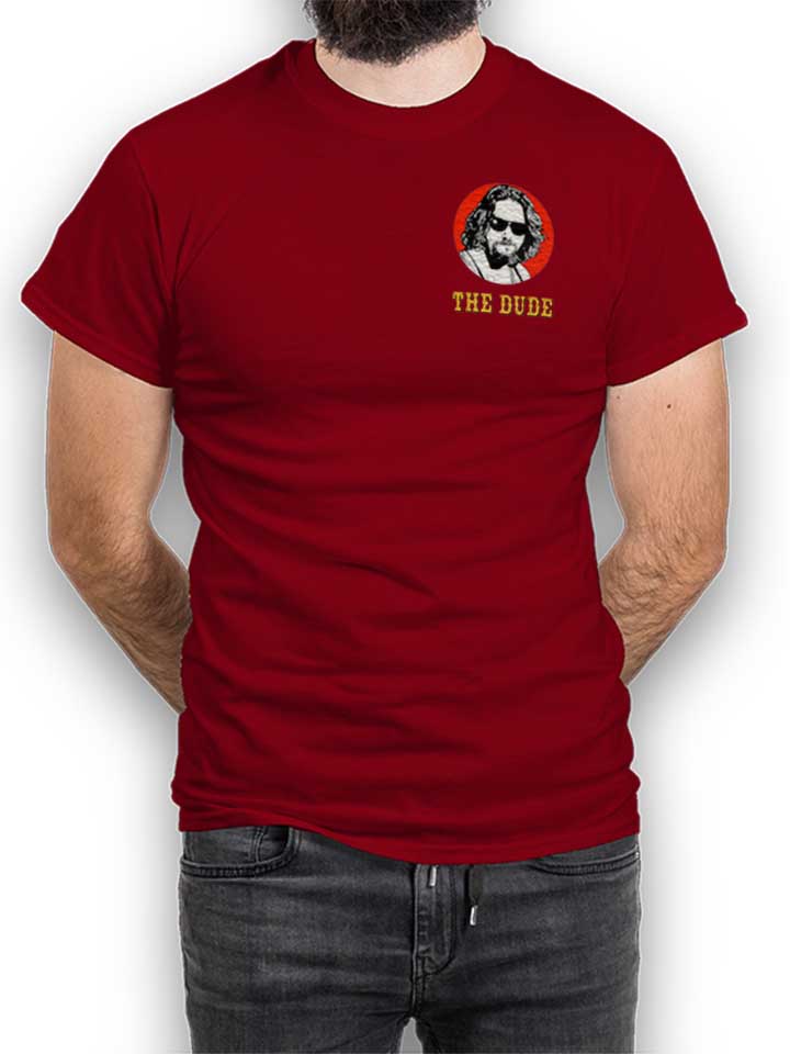 the-dude-chest-print-t-shirt bordeaux 1