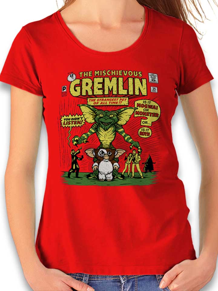 the-mischievous-gremlin-damen-t-shirt rot 1