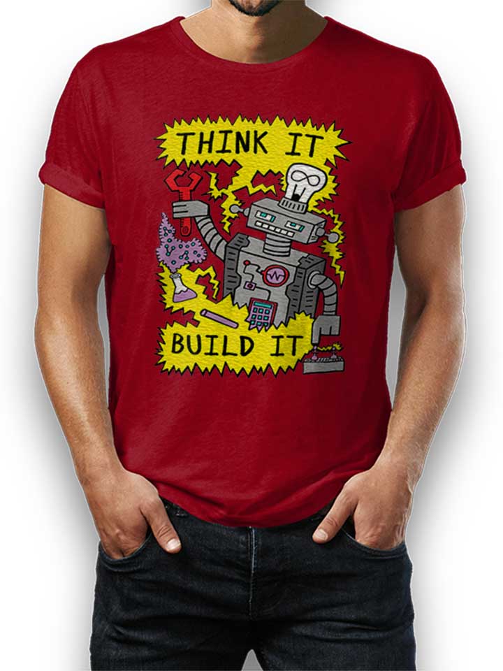 think-build-robot-t-shirt bordeaux 1