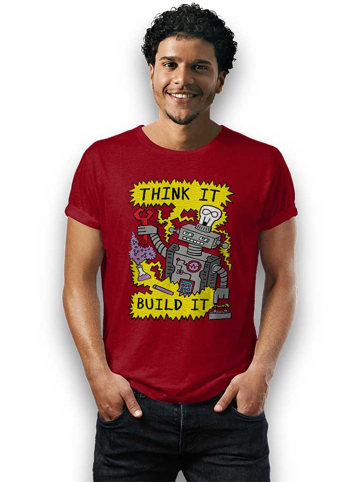 think-build-robot-t-shirt bordeaux 2