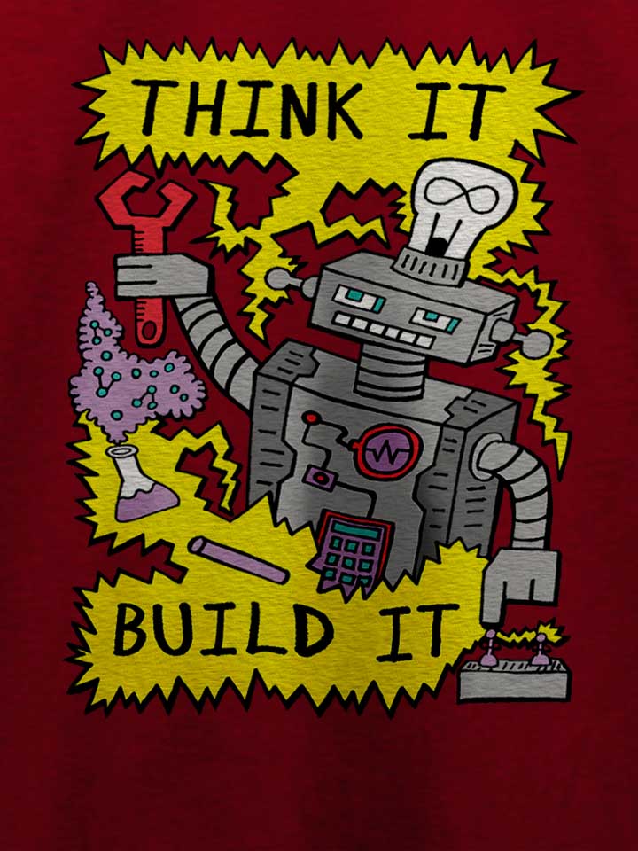 think-build-robot-t-shirt bordeaux 4