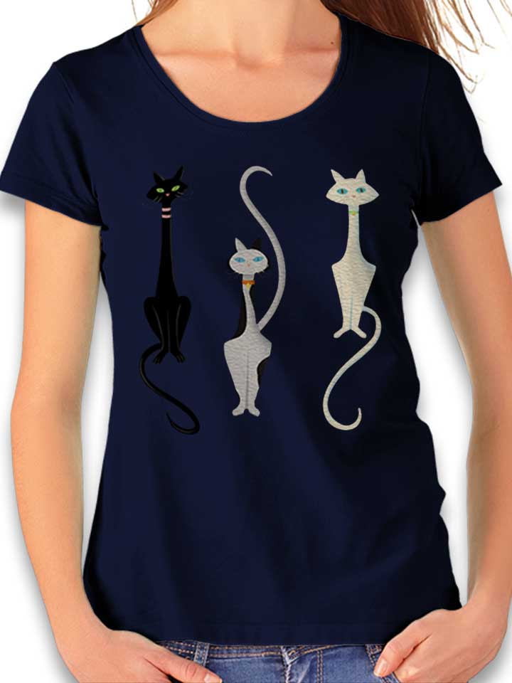 Three Cats T-Shirt Femme bleu-marine L