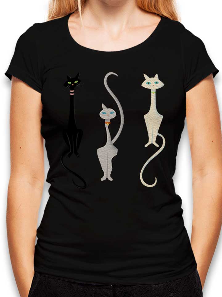 three-cats-damen-t-shirt schwarz 1