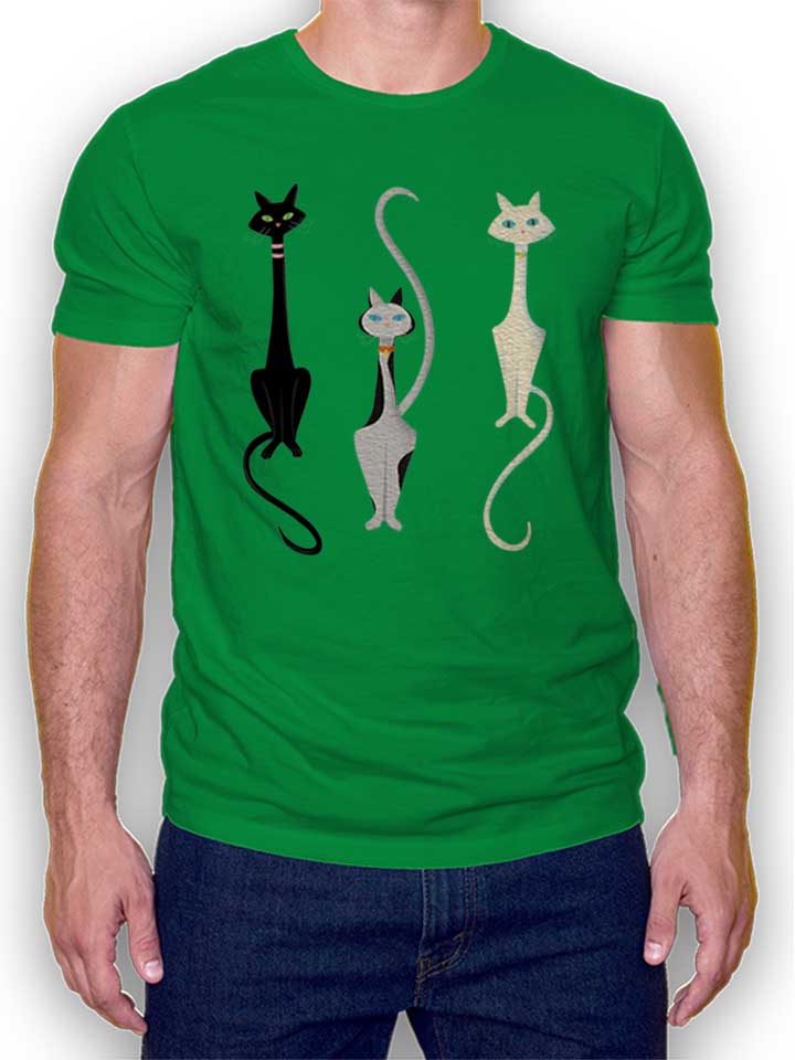 Three Cats T-Shirt green L