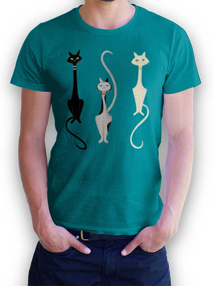 three-cats-t-shirt tuerkis 1