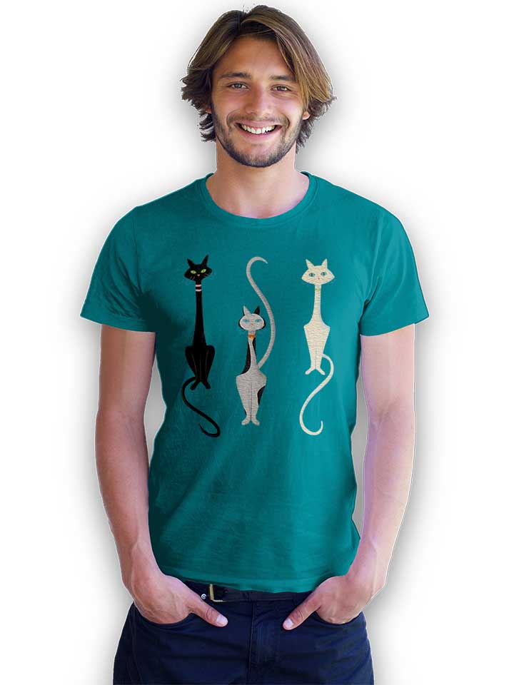 three-cats-t-shirt tuerkis 2
