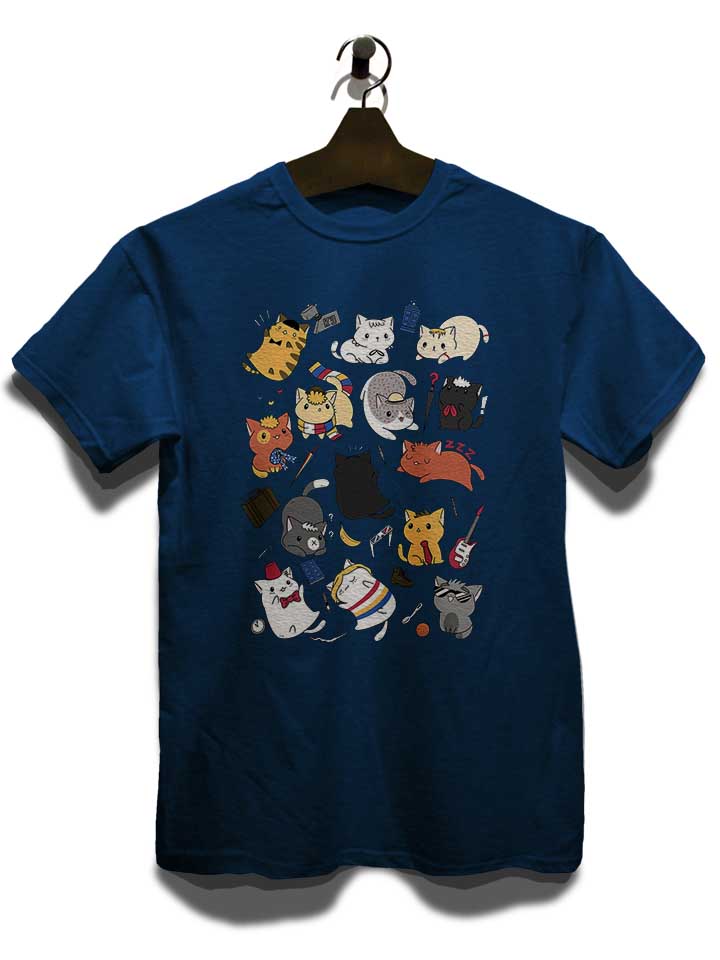 time-travel-cats-t-shirt dunkelblau 3