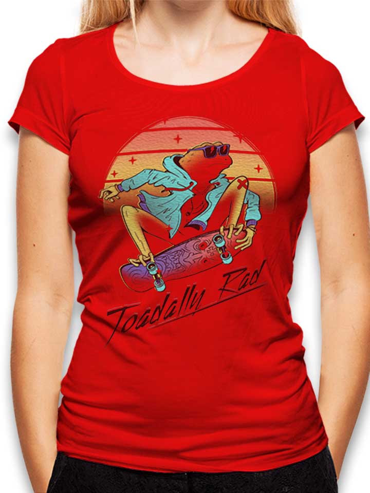 Toadally Rad Slkateboard Frog 02 Damen T-Shirt rot L