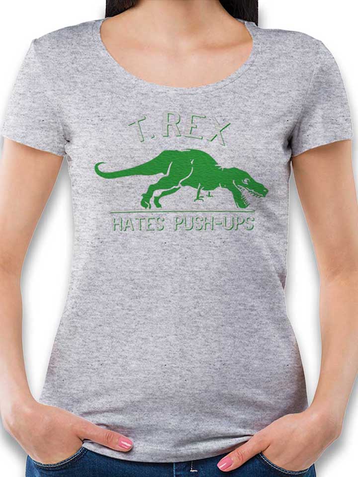 trex-hates-pushups-damen-t-shirt grau-meliert 1