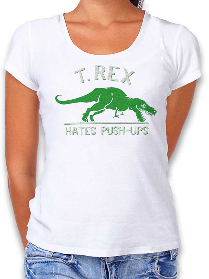 trex-hates-pushups-damen-t-shirt weiss 1