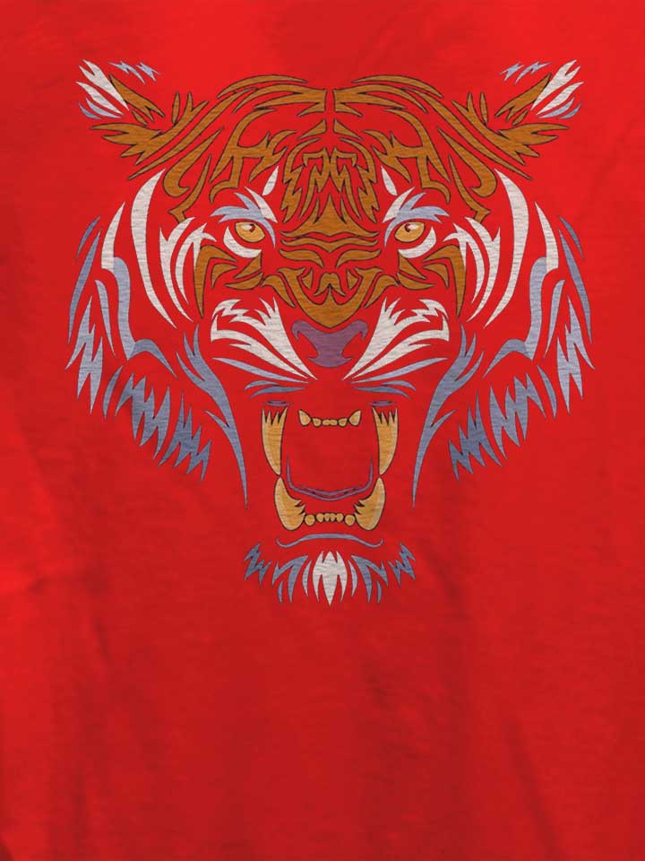 tribal-face-tiger-damen-t-shirt rot 4