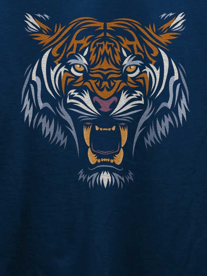 tribal-face-tiger-t-shirt dunkelblau 4