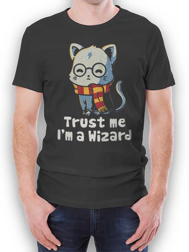Trust Me I M A Wizard Cat T-Shirt gris-fonc L