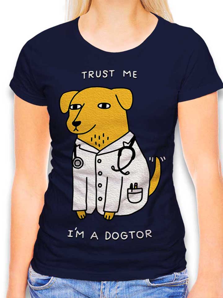 trust-me-im-a-dogtor-damen-t-shirt dunkelblau 1