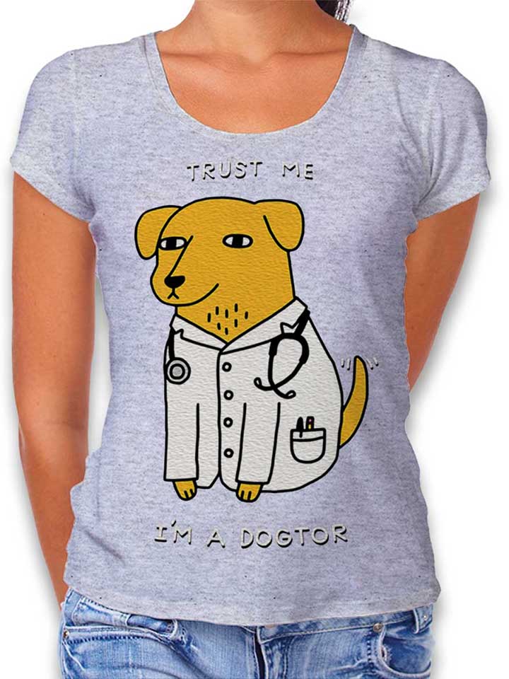 trust-me-im-a-dogtor-damen-t-shirt grau-meliert 1