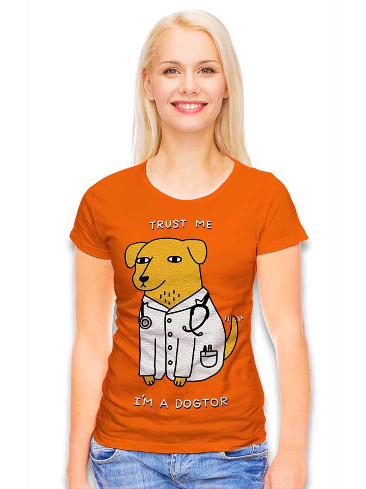 trust-me-im-a-dogtor-damen-t-shirt orange 2
