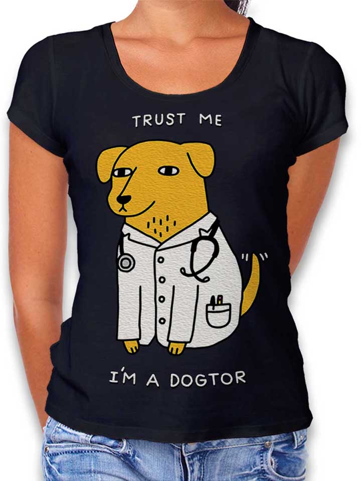 trust-me-im-a-dogtor-damen-t-shirt schwarz 1