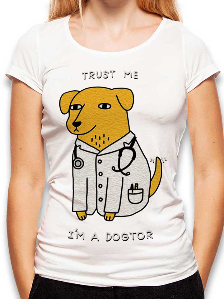 trust-me-im-a-dogtor-damen-t-shirt weiss 1