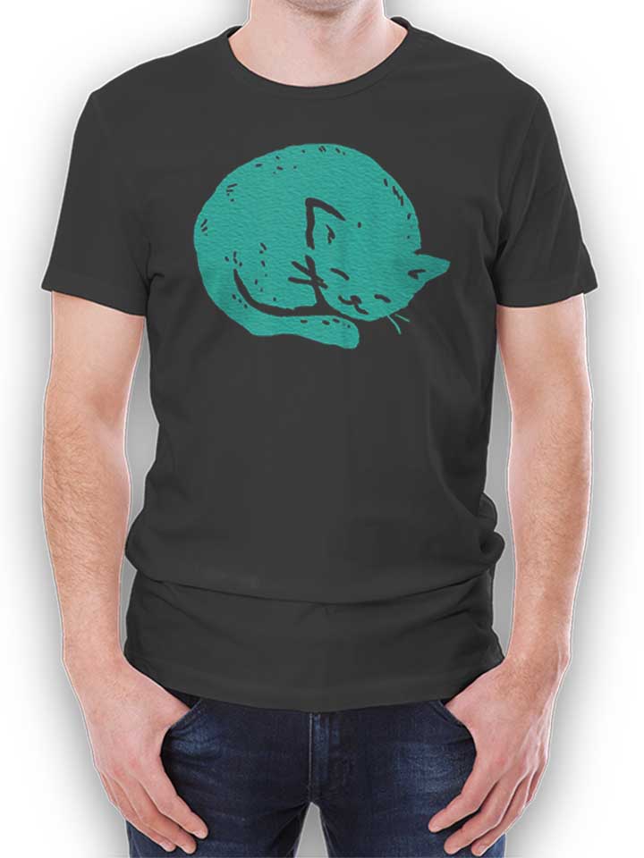 Turquoise Cat Sleeping T-Shirt dunkelgrau L