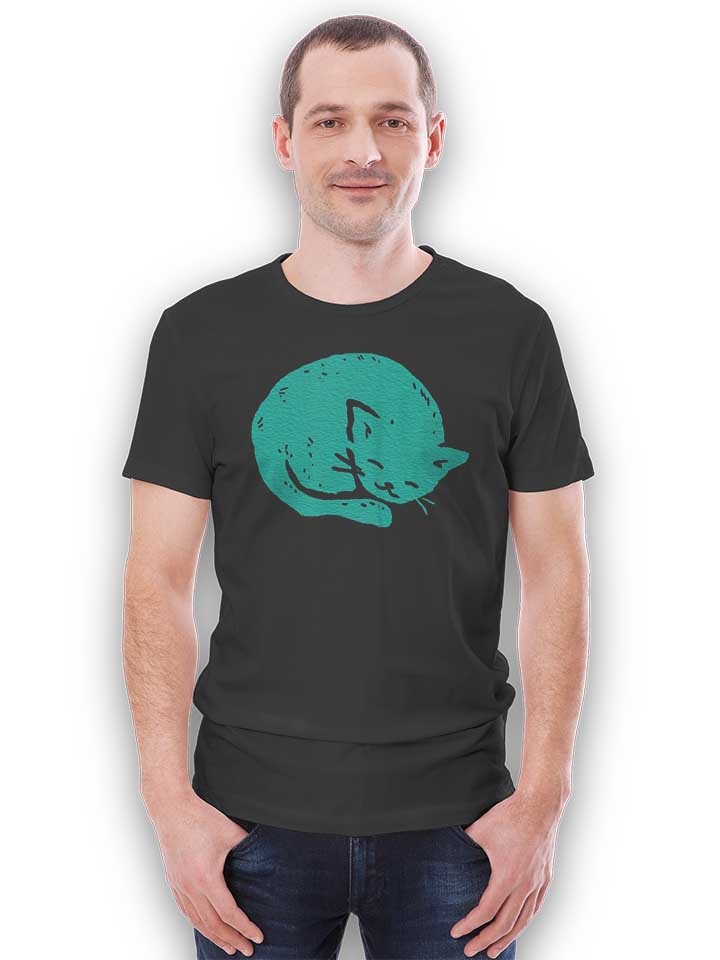 turquoise-cat-sleeping-t-shirt dunkelgrau 2