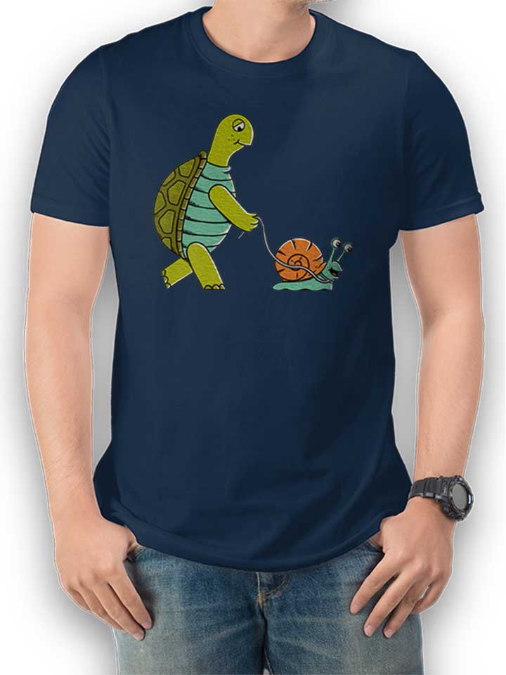 Turtle Slug Walk T-Shirt navy L