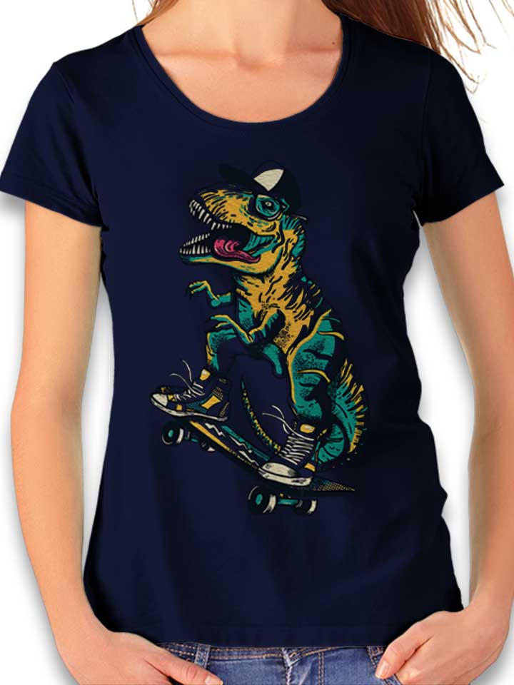 tyrannosaurus-rad-damen-t-shirt dunkelblau 1