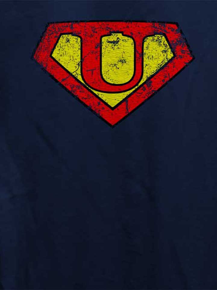u-buchstabe-logo-vintage-damen-t-shirt dunkelblau 4