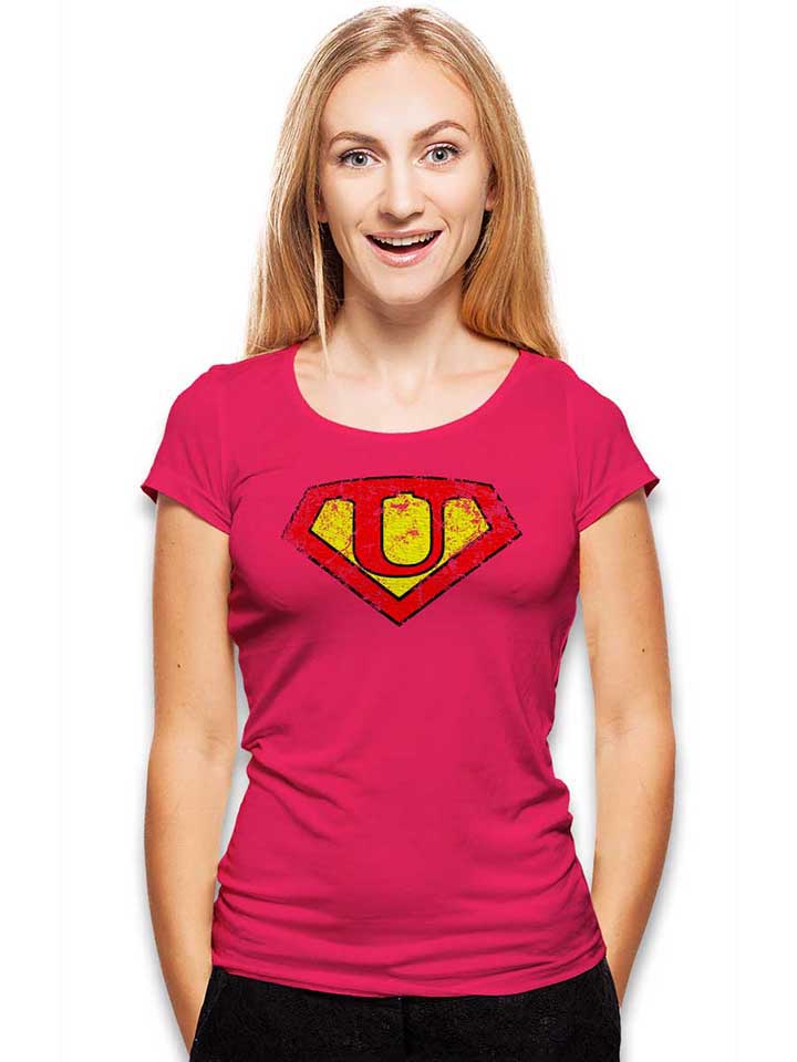 u-buchstabe-logo-vintage-damen-t-shirt fuchsia 2
