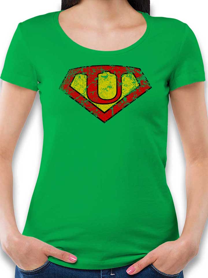 U Buchstabe Logo Vintage Womens T-Shirt green L