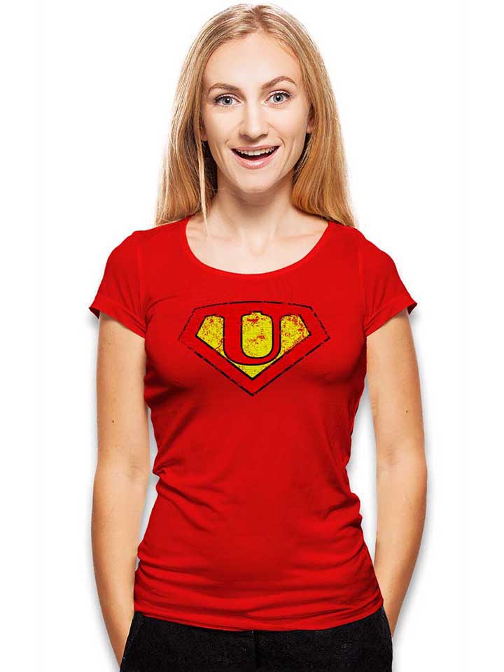 u-buchstabe-logo-vintage-damen-t-shirt rot 2