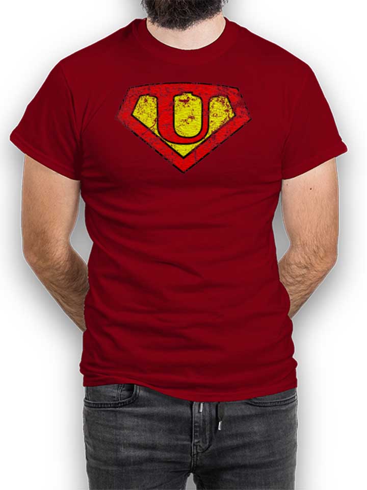 u-buchstabe-logo-vintage-t-shirt bordeaux 1