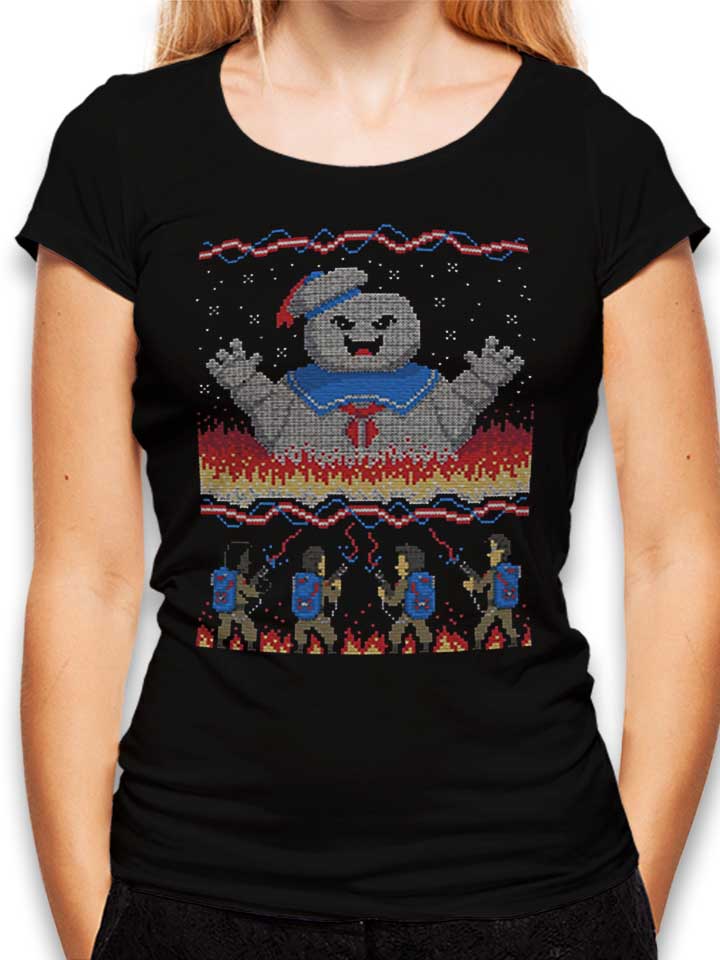 Ugly Sweater Ghostbusters Womens T-Shirt black L