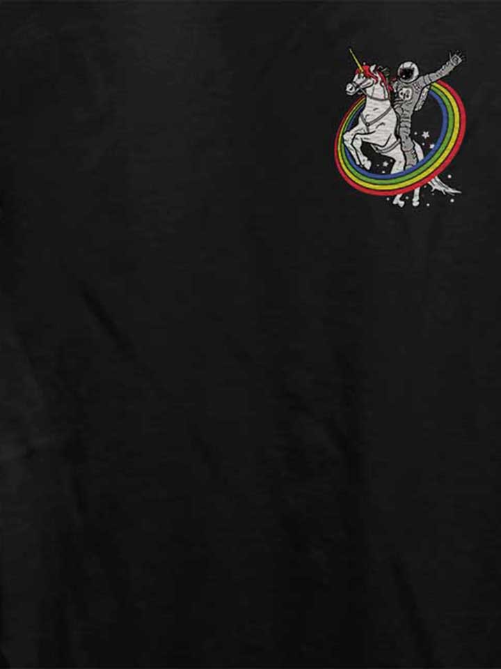 unicorn-astronaut-chest-print-damen-t-shirt schwarz 4