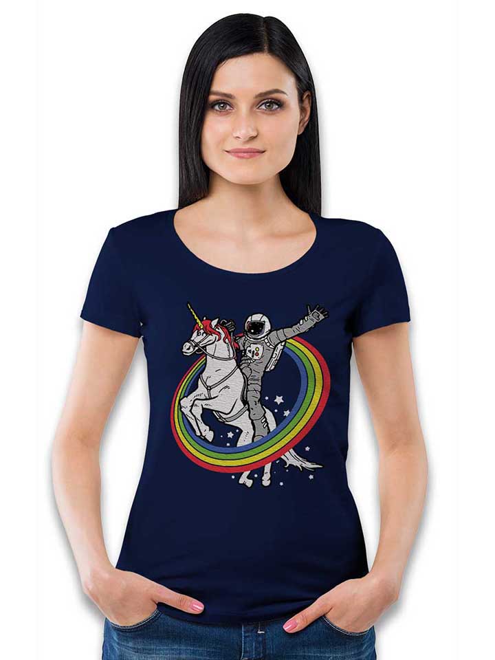 unicorn-astronaut-damen-t-shirt dunkelblau 2
