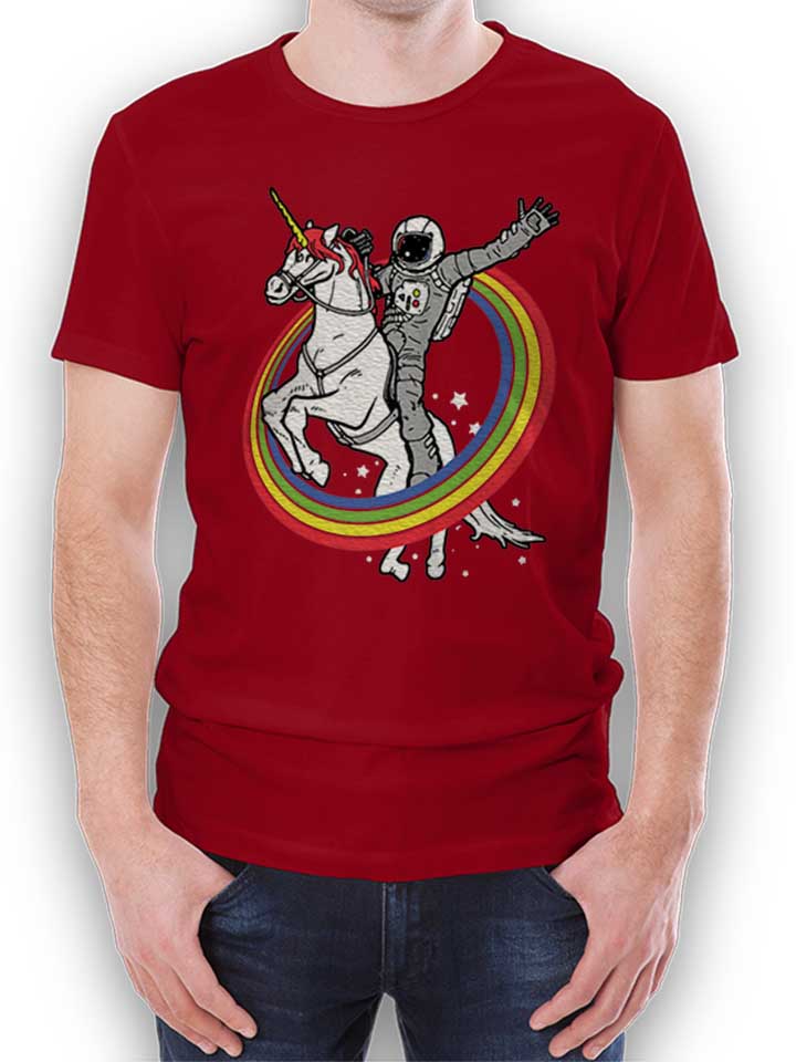 Unicorn Astronaut T-Shirt maroon L