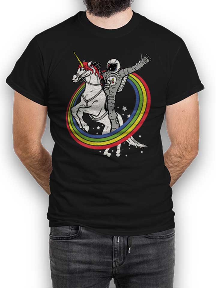 Unicorn Astronaut T-Shirt schwarz L