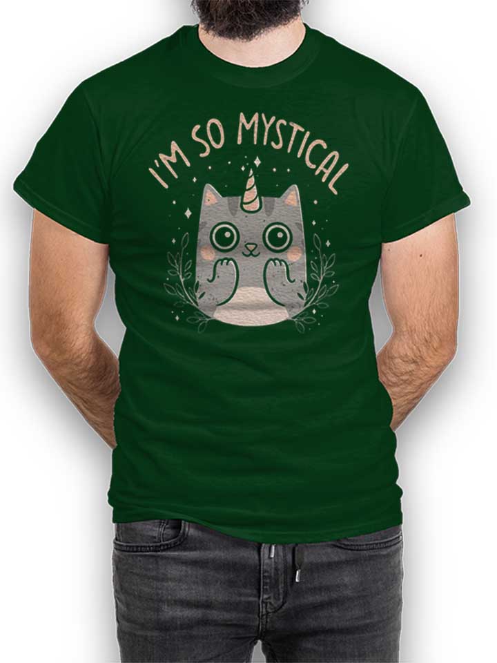 Unicorn Cat T-Shirt dunkelgruen L