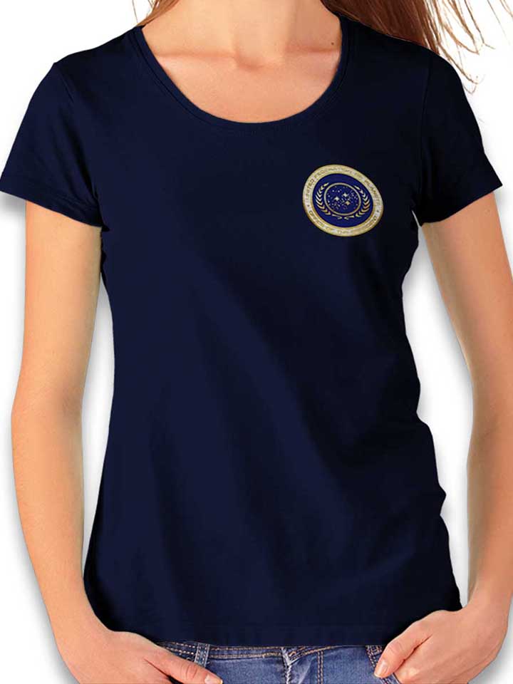 united-federation-of-planets-chest-print-damen-t-shirt dunkelblau 1