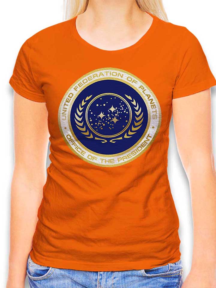 united-federation-of-planets-damen-t-shirt orange 1