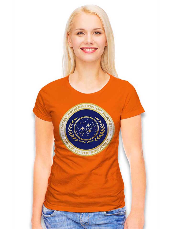 united-federation-of-planets-damen-t-shirt orange 2