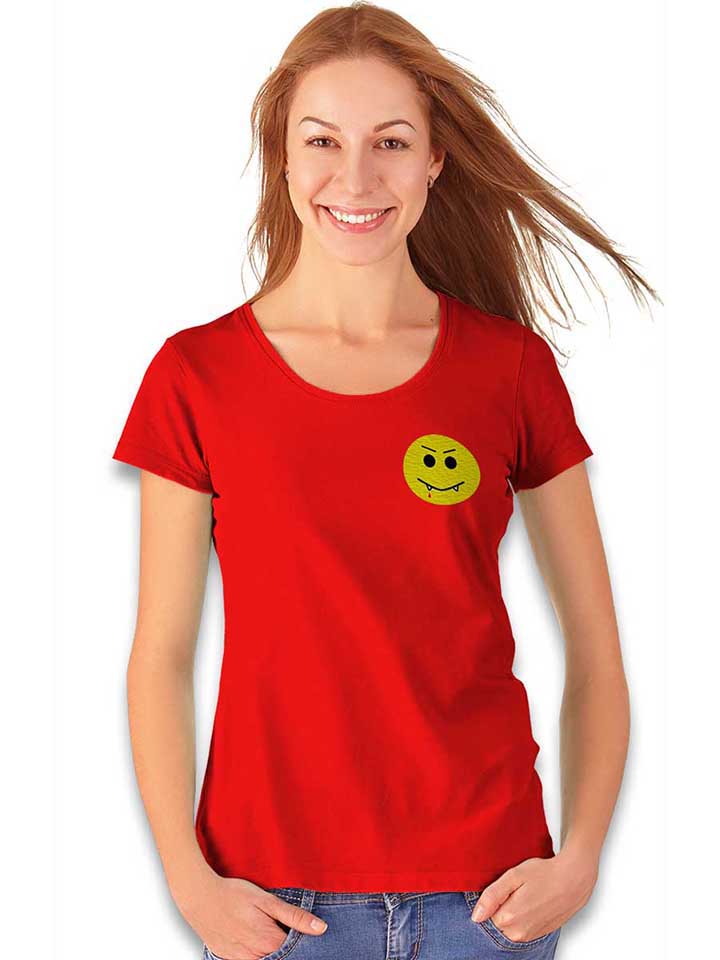 vampir-smiley-chest-print-damen-t-shirt rot 2