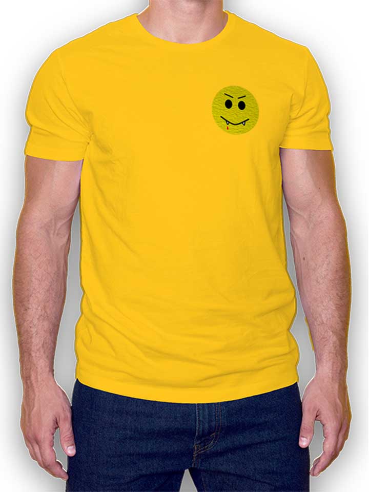 vampir-smiley-chest-print-t-shirt gelb 1